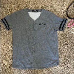 Reckless jersey style button up mens shirt
